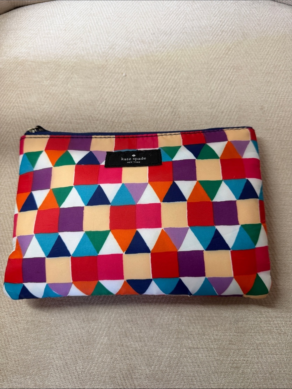 kate spade Multicolor Geometric Cosmetic Pouch - Navy Trim - Picture 5 of 11